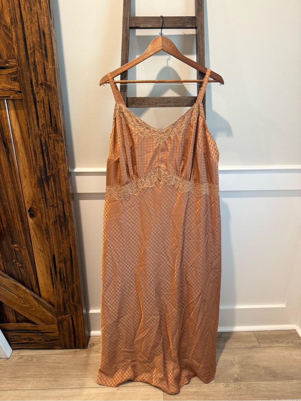 torrid Satin Lace Slip Dress in Copper